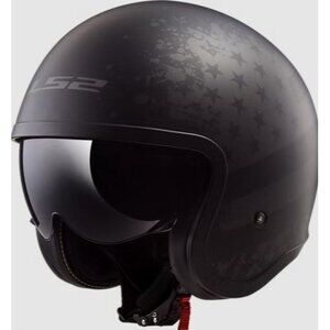 LS2 Open Face Helmet BLACK FLAG - MATTE BLACK - Spitfire - Medium